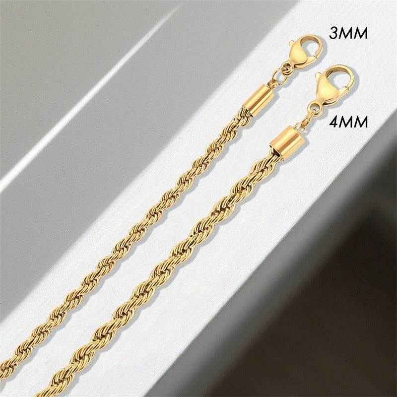 New Necklace 3mm/4mm Twist Chain Necklace Stainless Steel Necklace