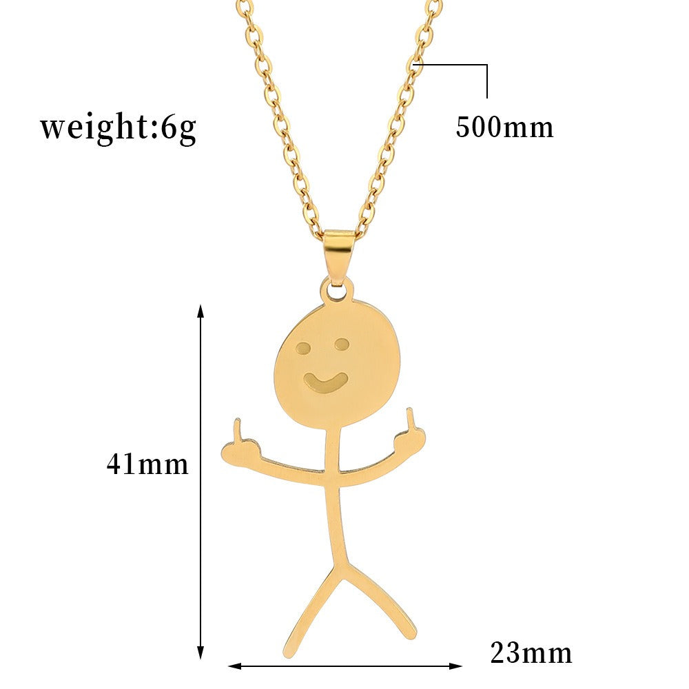 New Funny Doodle Necklace Graffiti Figure Stainless Steel Necklace