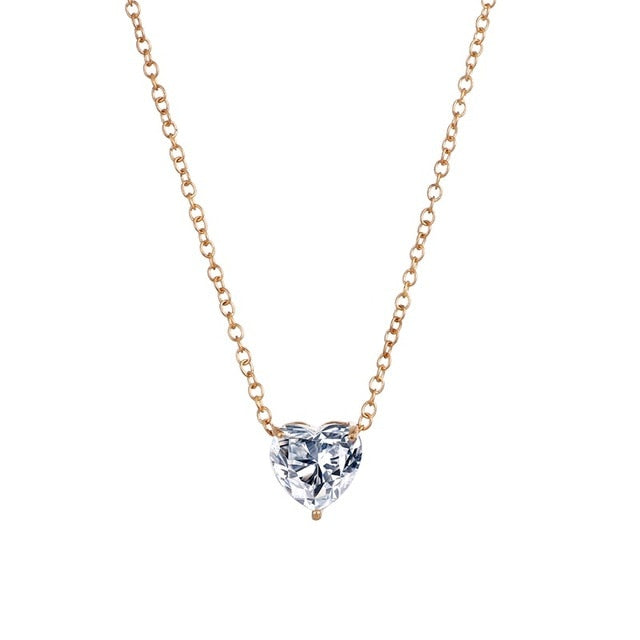 Crystal Heart Necklace Pendant Female Short Gold Chain Necklace Pendant Necklace Crystal Heart Necklace Chocker neck