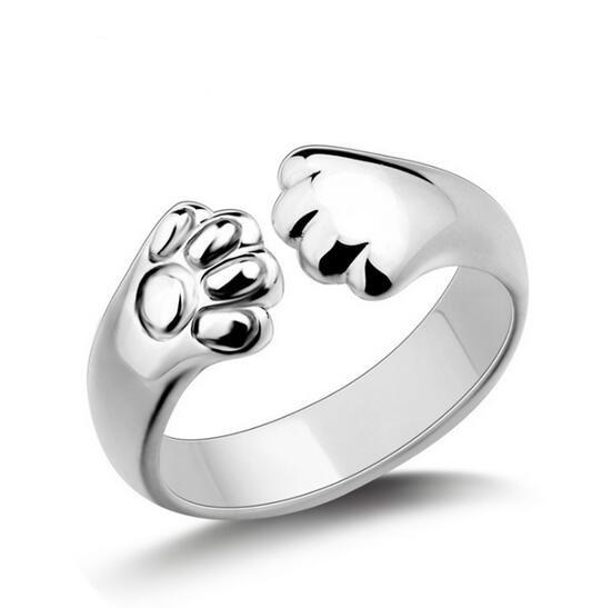 Cute cat ears paw ring