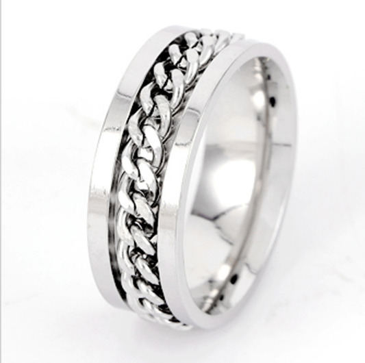 Stainless steel bottle opening ring men's rotatable titanium steel ring