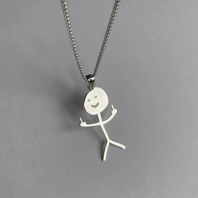 New Funny Doodle Necklace Graffiti Figure Stainless Steel Necklace